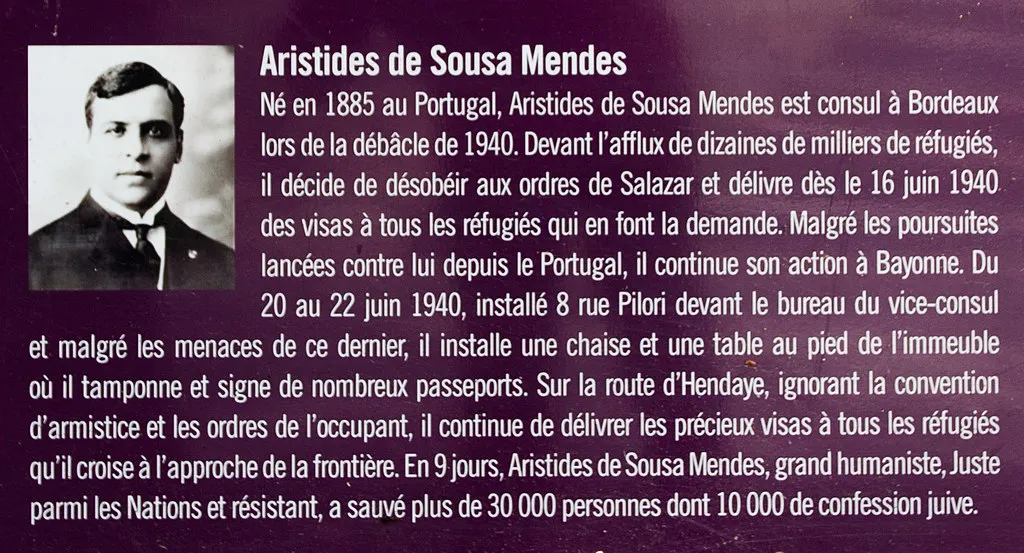 Biography of Aristides de Sousa Mendes, Righteous Among the Nations.