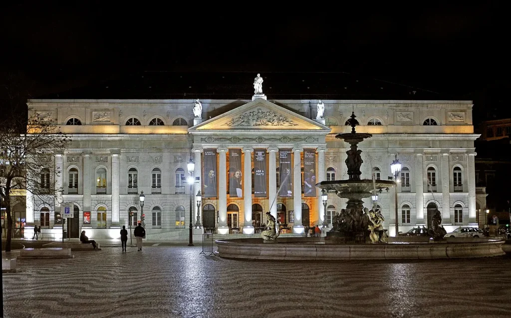 D. Maria II National Theatre at Rossio Square in Lisbon, Portugal.