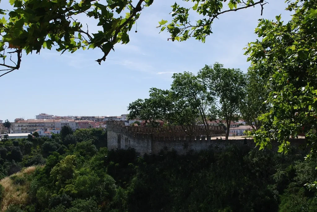 Medieval walls at Portas do Sol in Santarém, Portugal.
