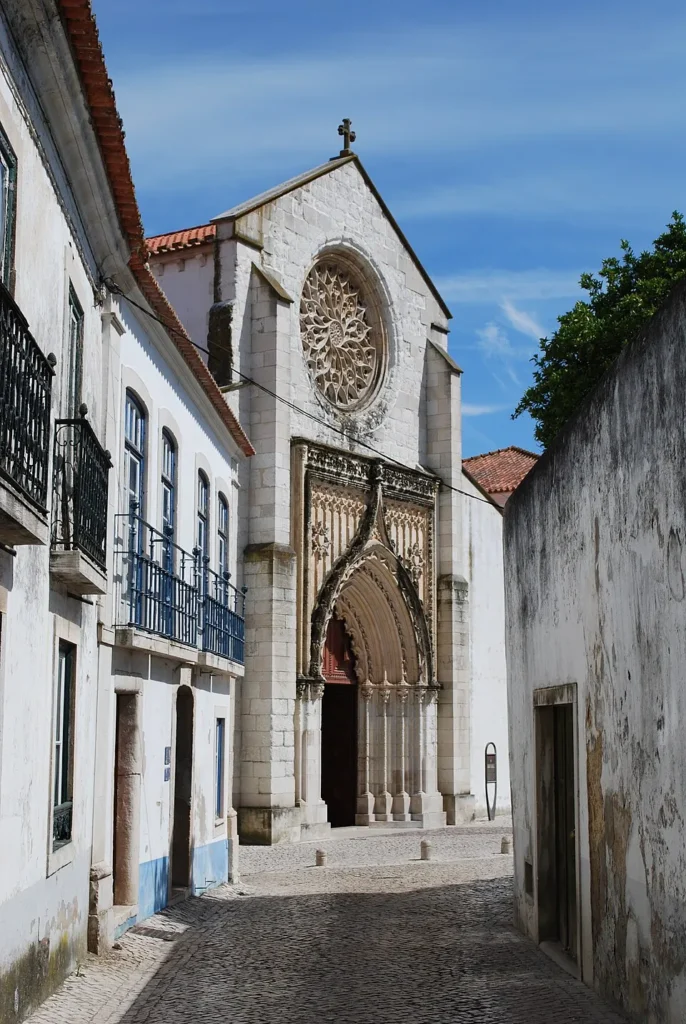 Gothic façade of the Church of Santa Maria da Graça in Santarém, Portugal.