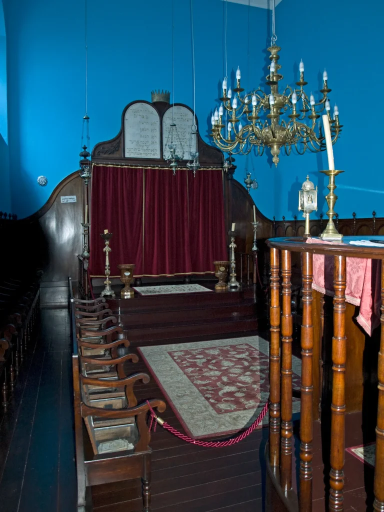 Prayer hall inside Sahar Hassamain Synagogue.