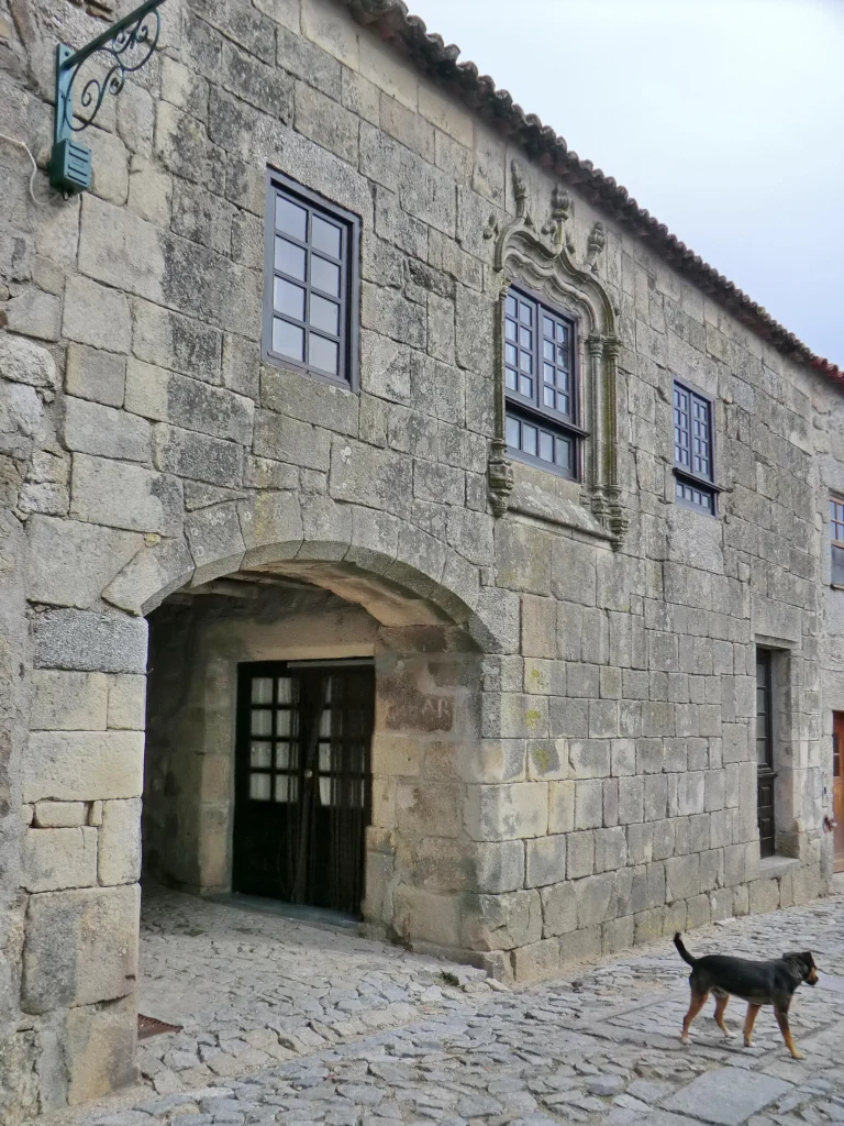 Manueline stone window of Casa do Judeu in Linhares da Beira.
